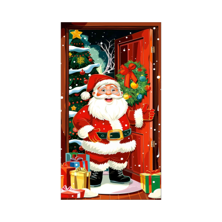 Articole pentru sărbători - Husa decorativa pentru usa, cu elastic, model Craciun 100 x 220 cm 6220-2539