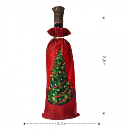 Articole pentru sărbători - Husa pentru sticla de vin, model Craciun 6220-51B