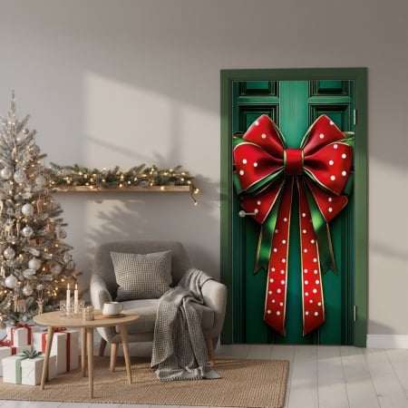 Husa decorativa pentru usa, cu elastic, model Craciun 100 x 220 cm 6220-2536 [4]