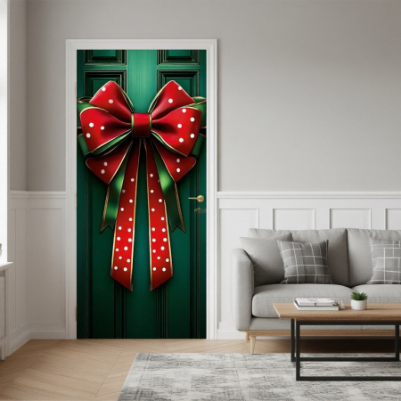 Husa decorativa pentru usa, cu elastic, model Craciun 100 x 220 cm 6220-2536 [2]
