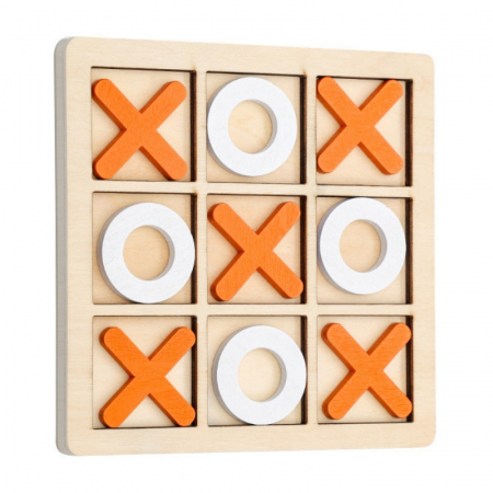 Jocuri si articole copii - Joc educativ din lemn X si Zero, 14x14 cm, diverse culori