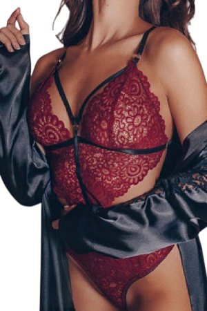 Body-uri - Lenjerie erotica tip body sexy din dantela CS222visiniu
