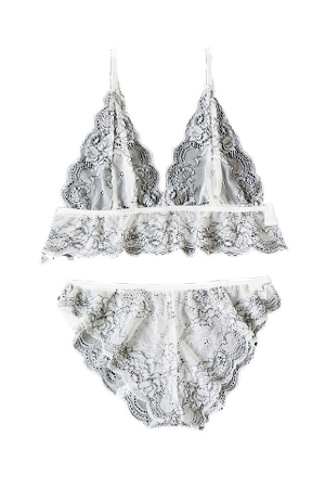 Lenjerie erotică - Set lenjerie erotica, sutien si chiloti brazilieni CS5170alb
