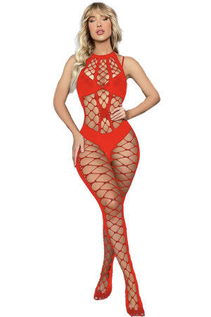 Lenjerie erotică - Lenjerie erotica de tip bodystocking ZS-W558rosu