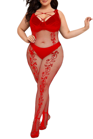 Lenjerie erotică - Lenjerie erotica tip bodystocking DLS-P1025rosu