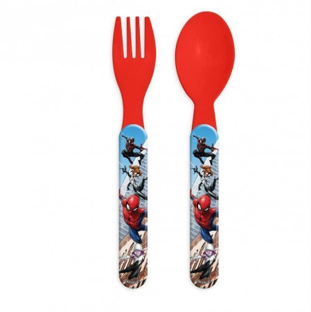 Accesorii și veselă - Set 2 tacamuri plastic Spiderman LQ0025