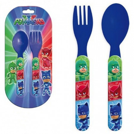 Accesorii și veselă - Set 2 tacamuri plastic Eroi in pijama LQ0086