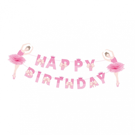 Articole party - Ghirlanda decorativa balerina ' Happy Birthday ' 4.5 m PZ3057