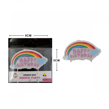 Lumânări tort - Lumanare aniversara pentru tort ' Happy Birthday ' 9 x 5 cm LZ2548