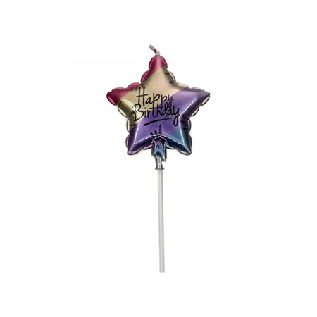 Lumânări tort - Lumanare aniversara pentru tort forma stea ' Happy Birthday ' 13 cm LZ2597