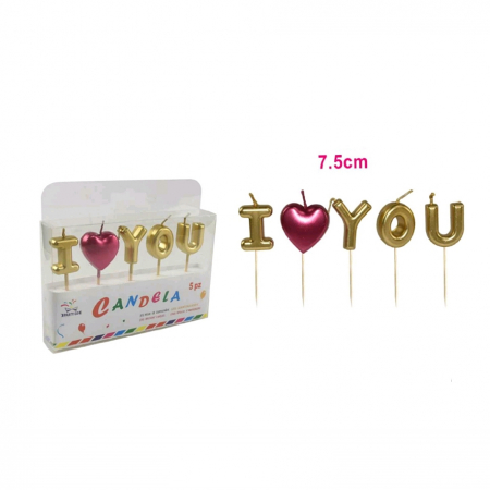 Lumânări tort - Set 5 lumanari " I Love You "LZ2551