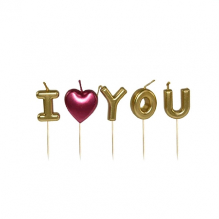 Lumânări tort - Set 5 lumanari " I Love You "LZ2551