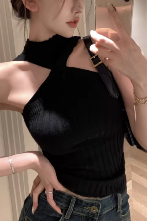 Tricouri și Maiouri - Top din tricot XBX-3511negru