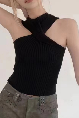 Tricouri și Maiouri - Top din tricot XBX-3511negru