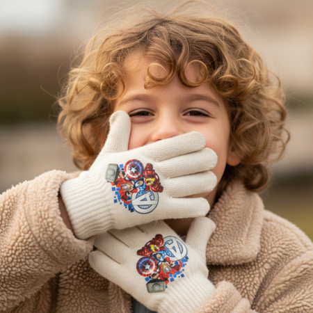 Copii - Manusi tricotate „ Avengers ” HQ4303crem