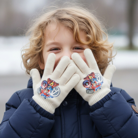 Copii - Manusi tricotate „ Avengers ” HQ4303crem