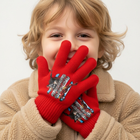 Copii - Manusi tricotate „ Avengers ” HQ4303rosu