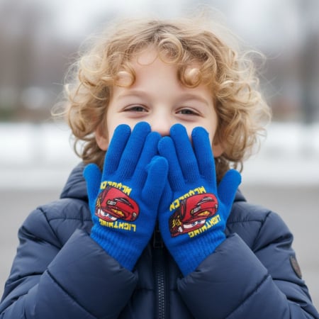 Mânuși - Manusi tricotate „ Cars ” NH4098bleumarin