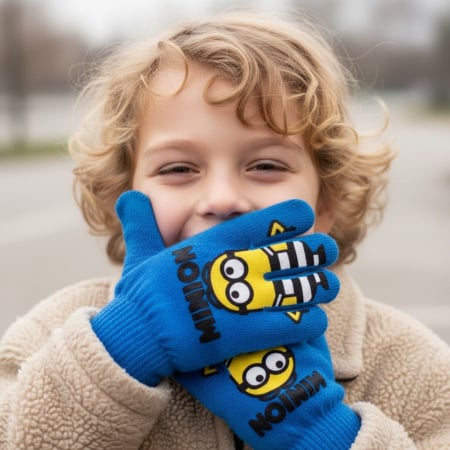 Mânuși - Manusi tricotate „ Minions ” HQ4307albastru