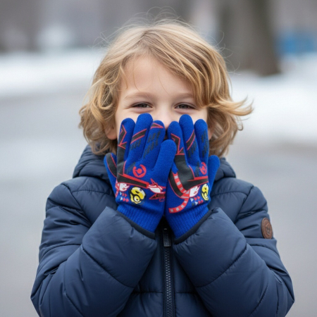 Accesorii copii - Manusi tricotate „ Minions ” HQ4307albastru inchis