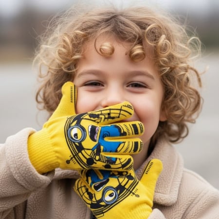 Mânuși - Manusi tricotate „ Minions ” HQ4307galben