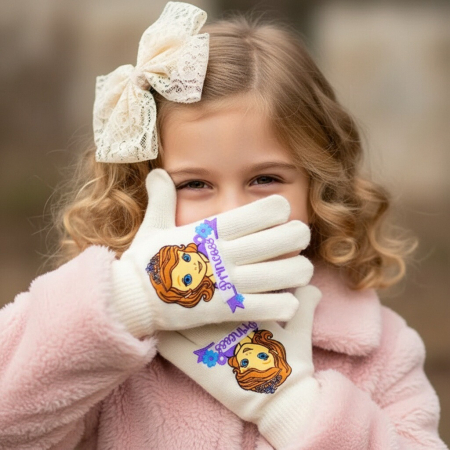 Mânuși - Manusi tricotate „ Sofia ” HO4299alb