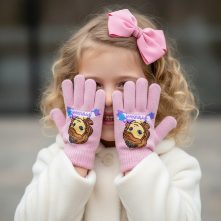 Mânuși - Manusi tricotate „ Sofia ” HO4299roz deschis