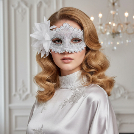 Accesorii erotică - Masca venetiana pentru carnaval / Halloween MAS-102alb