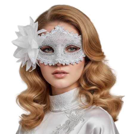 Accesorii erotică - Masca venetiana pentru carnaval / Halloween MAS-102alb
