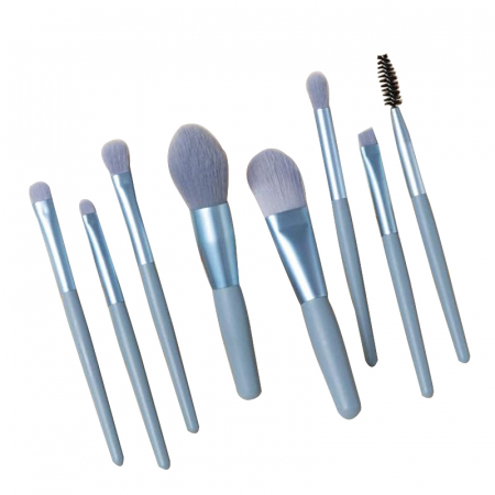 Cosmetice - Mini set portabil cu 8 pensule machiaj si husa depozitare MP-801albastru