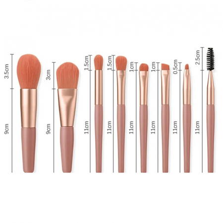 Cosmetice - Mini set portabil cu 8 pensule machiaj si husa depozitare MP-801roz