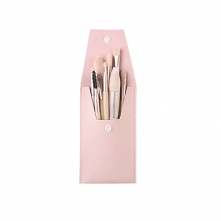 Cosmetice - Mini set portabil cu 8 pensule machiaj si husa SL-21031roz deschis