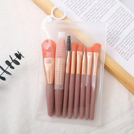 Cosmetice - Mini set portabil cu 8 pensule machiaj si husa depozitare MP-801roz