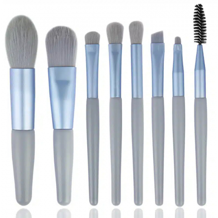 Cosmetice - Mini set portabil cu 8 pensule machiaj si husa SL-21031albastru