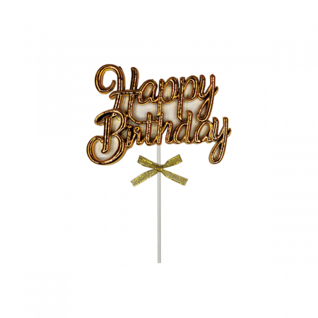 Accesorii party - Decoratiune pentru tort ' Happy Birthday ' 19.5 x 12 cm QT9311