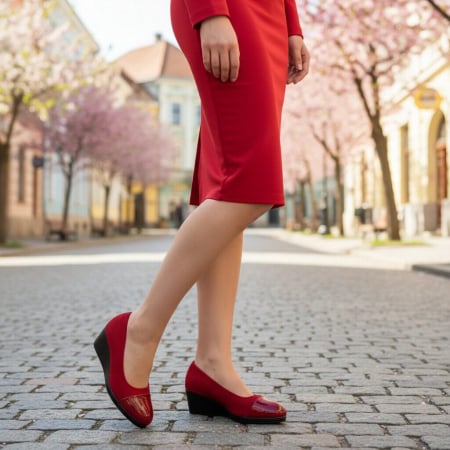 Pantofi cu toc - Pantofi cu platforma C-93rosu