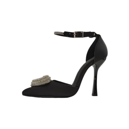 Damă - Pantofi eleganti cu aspect satin si toc piramidal A23-625negru