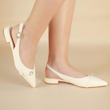Pantofi cu toc - Pantofi decupati cu toc jos 686alb