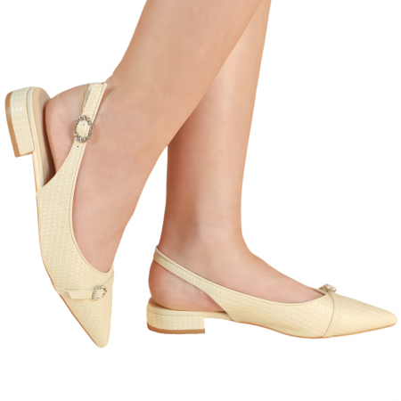 Pantofi cu toc - Pantofi decupati cu toc jos 686bej