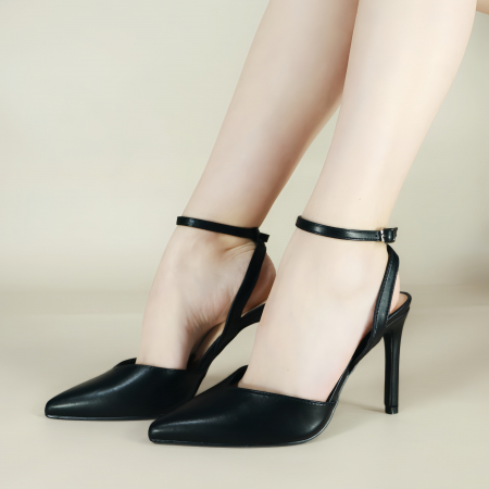 Pantofi cu toc - Pantofi decupati cu toc stiletto K-23negru