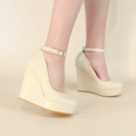 Pantofi cu toc - Pantofi eleganti cu platforma 130-66bej
