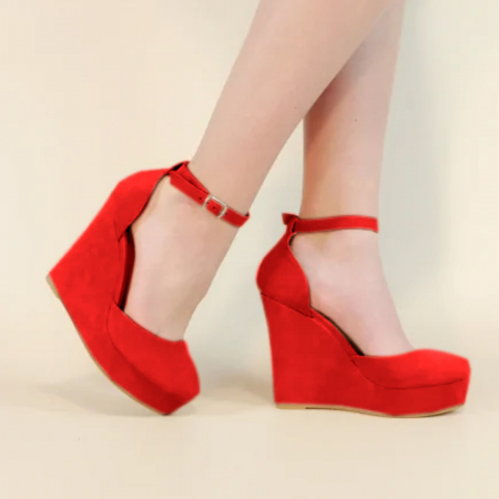 Pantofi cu toc - Pantofi eleganti cu platforma 130-62rosu