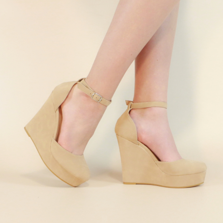 Pantofi cu toc - Pantofi eleganti cu platforma 130-62bej