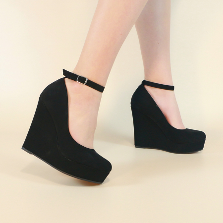 Pantofi cu toc - Pantofi eleganti cu platforma 130-65negru