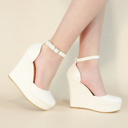 Pantofi cu toc - Pantofi eleganti cu platforma 130-63alb