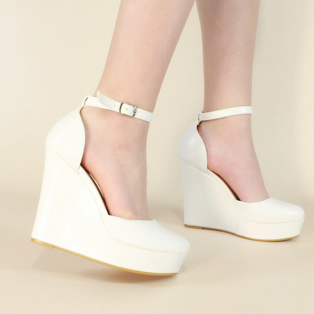 Pantofi cu toc - Pantofi eleganti cu platforma 130-63alb