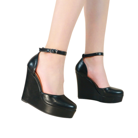 Damă - Pantofi eleganti cu platforma 130-63negru
