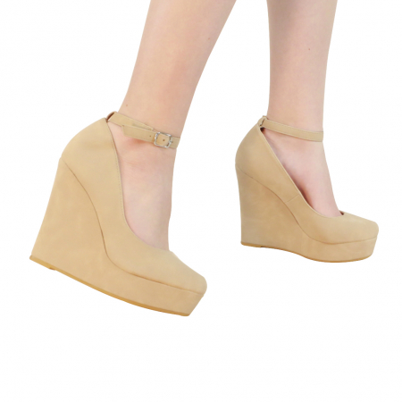 Pantofi cu toc - Pantofi eleganti cu platforma 130-65bej