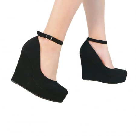 Pantofi cu toc - Pantofi eleganti cu platforma 130-65negru