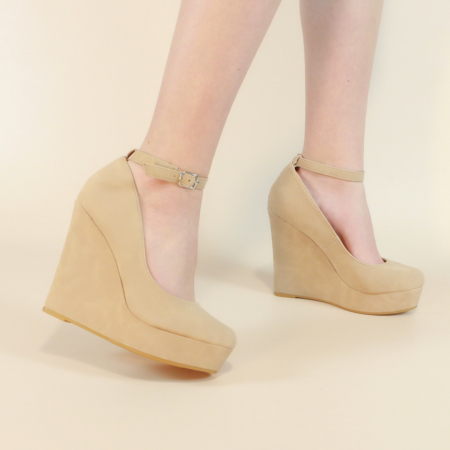 Pantofi cu toc - Pantofi eleganti cu platforma 130-65bej